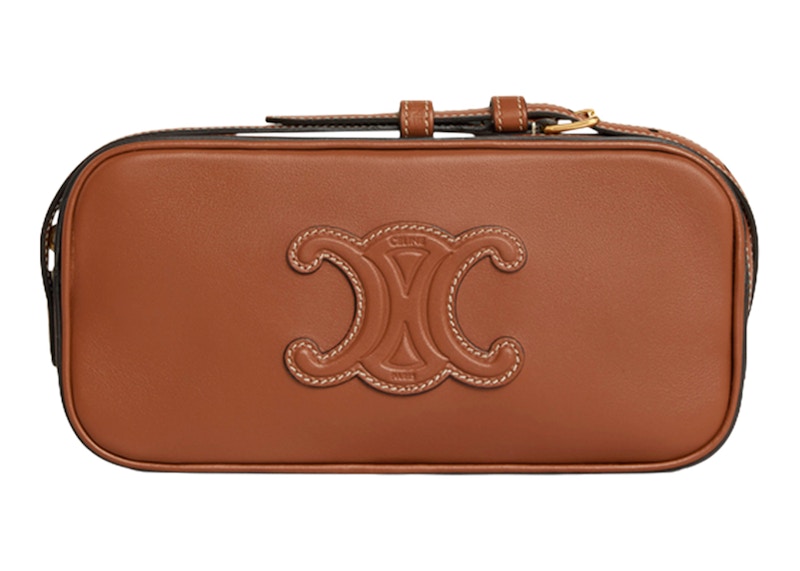 Celine Camera Shoulder Bag Mini Triomphe Embroidery Tan
