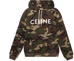 CELINE Camo Logo Print Pullover Sweatshirt Unisex Army Green. 2Y321885M-02KK CELINE Camo Logo Print Pullover Sweatshirt Unisex Army Green. 2Y321885M-02KK