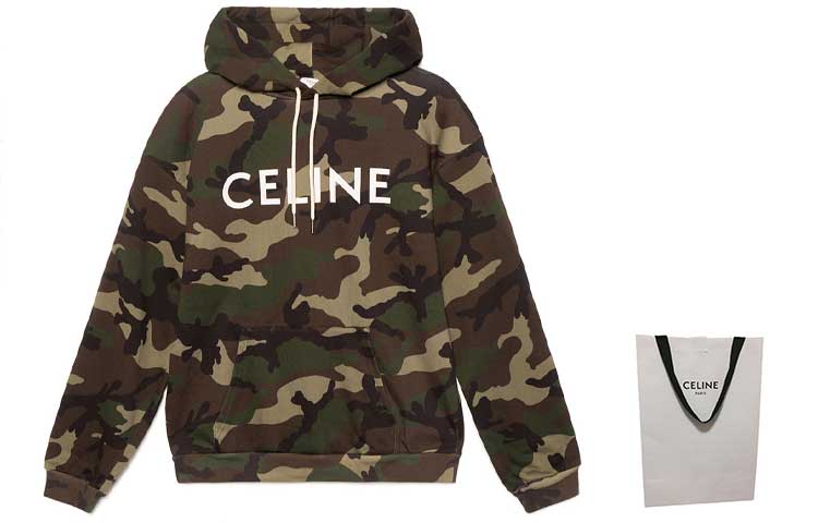 Shop Sudadera Unisex CELINE Camo Logo Verde Militar. 2Y321885M-02KK