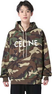 CELINE Camo Logo Print Pullover Sweatshirt Unisex Army Green. 2Y321885M-02KK Purchase CELINE Camo Logo Print Pullover Sweatshirt Unisex Army Green. 2Y321885M-02KK