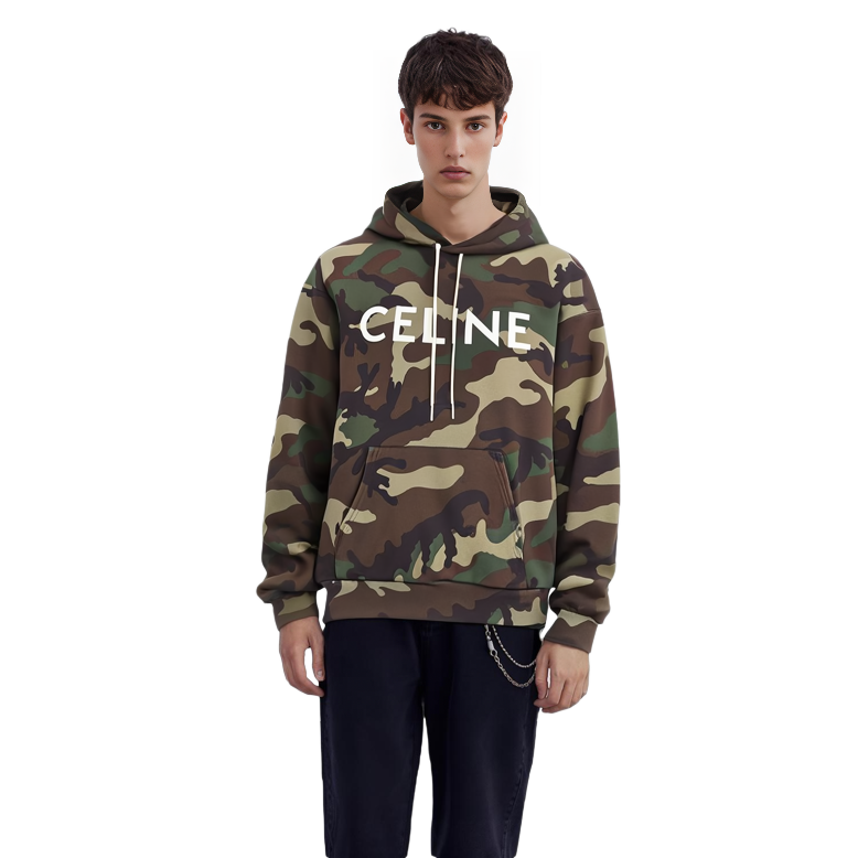Details for Sudadera Unisex CELINE Camo Logo Verde Militar. 2Y321885M-02KK
