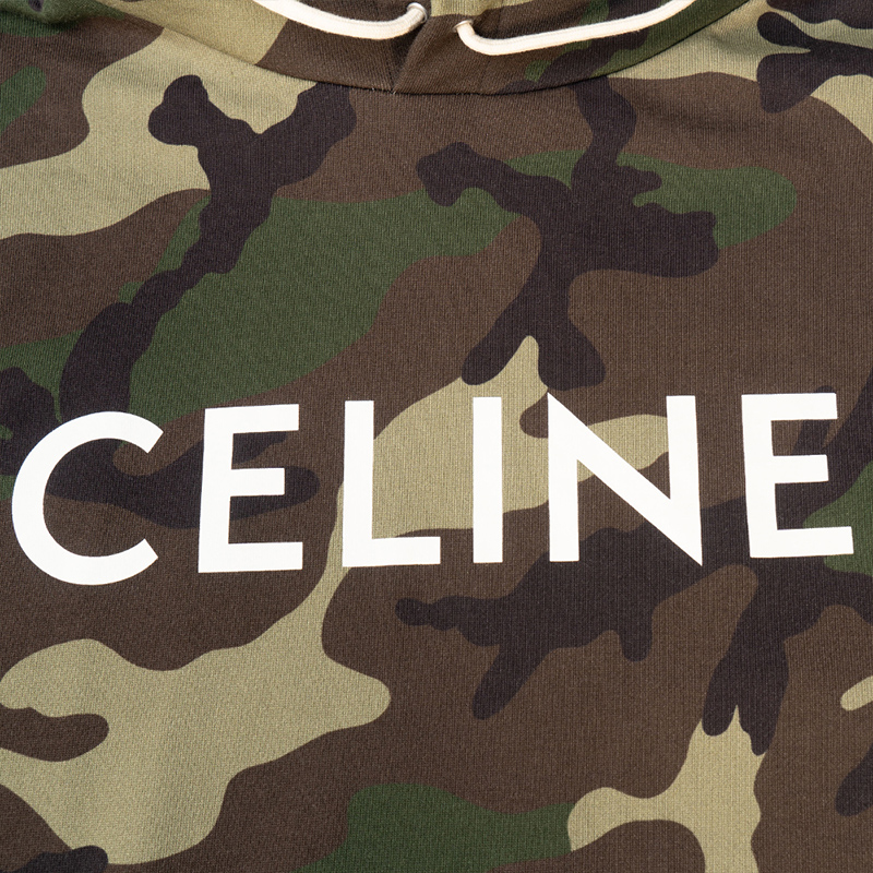 Sizing Sudadera Unisex CELINE Camo Logo Verde Militar. 2Y321885M-02KK