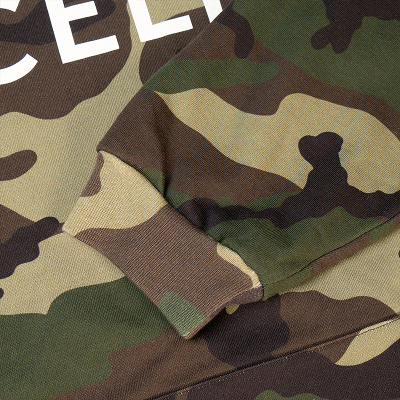 Cheap Sudadera Unisex CELINE Camo Logo Verde Militar. 2Y321885M-02KK