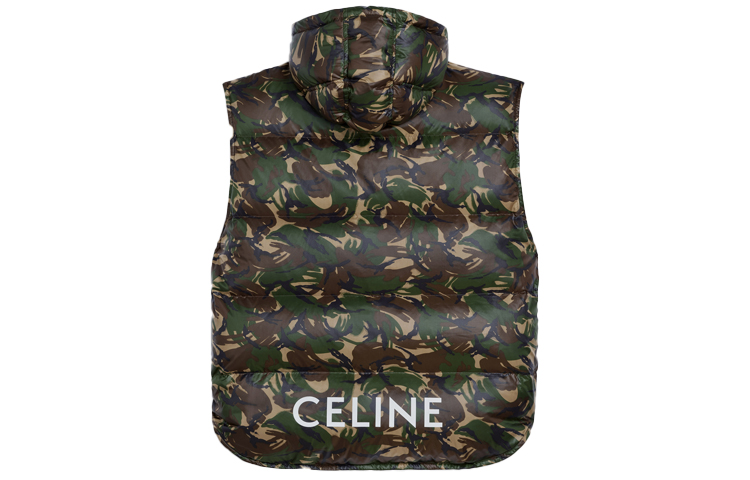 Shop CELINE 迷彩印花宽松背心 军绿色 2W425061O-14ML