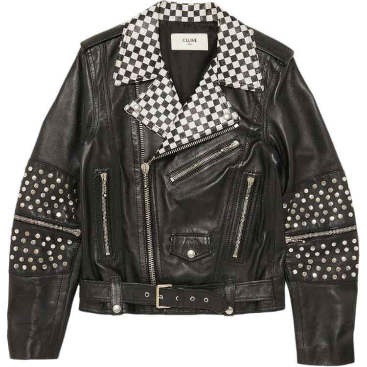 Celine Checkered Zip-Up Long Sleeve Jacket - Black 2E350599E-38NO