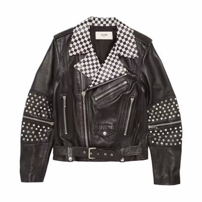 Celine Checkered Zip-Up Long Sleeve Jacket - Black 2E350599E-38NO