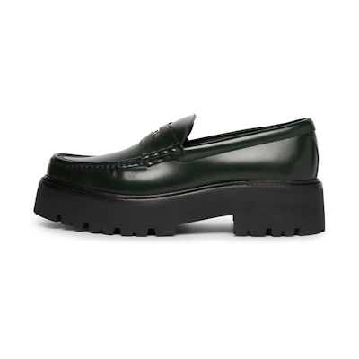 CELINE Chunky Bull Penny Loafers Bottle Green