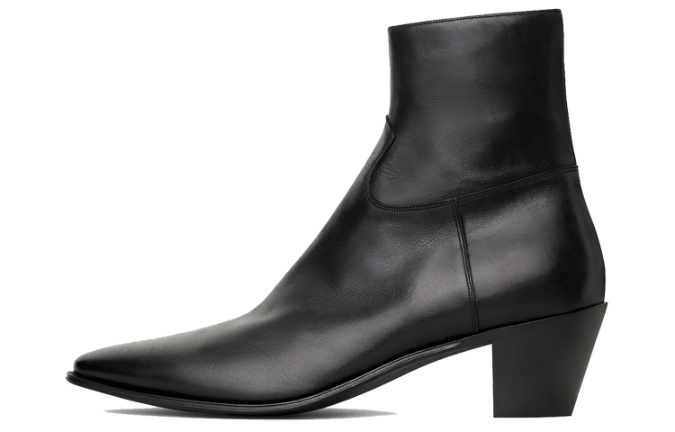 CELINE Chunky Heel Leather Ankle Boot 'Black'