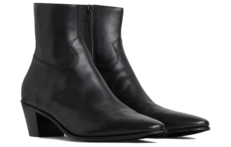 CELINE Chunky Heel Leather Ankle Boot 'Black' 圖 3