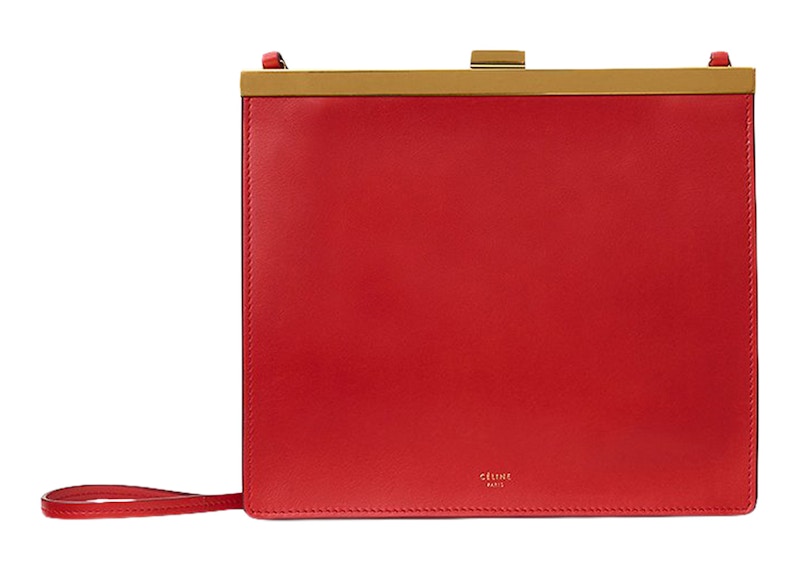 Celine Clasp Shoulder Bag Mini Scarlet