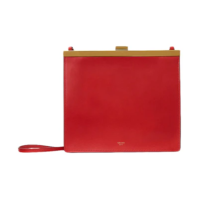 Celine Clasp Shoulder Bag Mini Scarlet