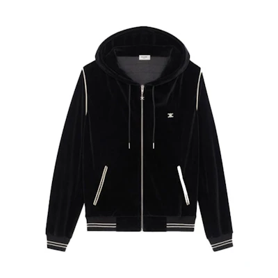 CELINE Classic Black Striped Zip-Up Hoodie Sweatshirt 2Y143679I-38NO