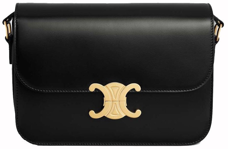 celine-classique-triomphe-shoulder-bag-in-shiny-calfskin-black
