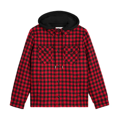 Celine Colorblock Plaid Hooded Cotton Jacket Coat Multicolor 2W68A000O-27NG