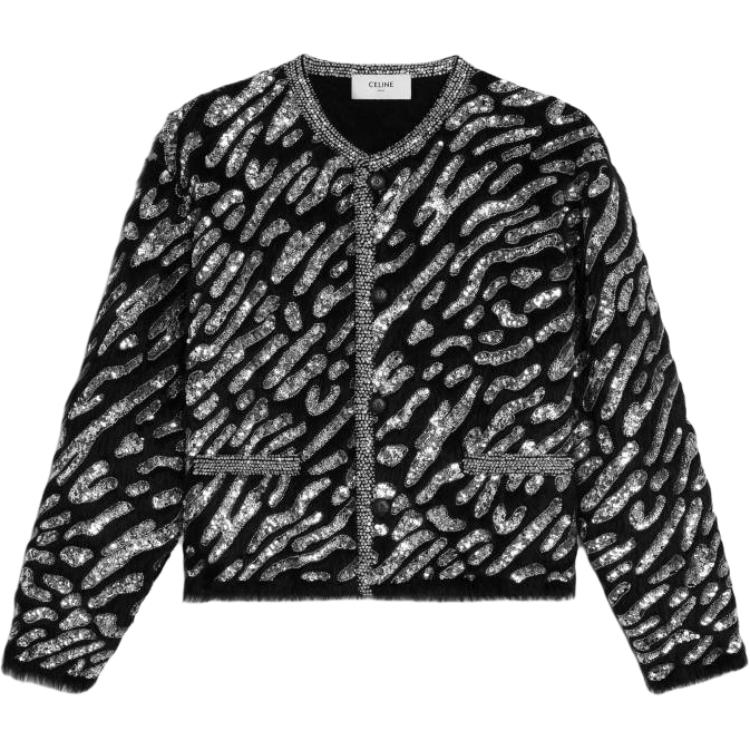 Celine Colorblock Single-Breasted Long-Sleeve Jacket Black 2ADAR298Y-38NO