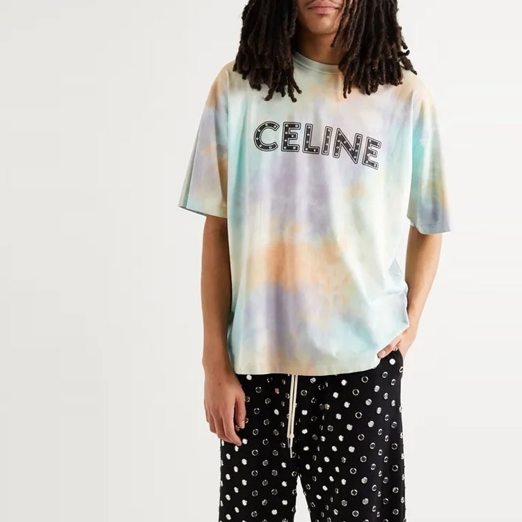 CELINE Colorful Letter Print Round Neck Straight Fit T-Shirt. 2X687957M-14ML 圖 4