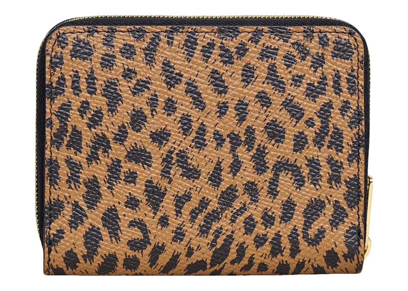 Order Dompet Celine Kecil Kulit Sapi Bertekstur Cetak Macan Coklat/Hitam