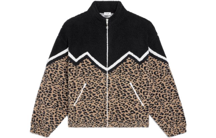 Celine Cosmic Cruiser SS22 Leopard Fleece Zip Jacket Hoodie Multi-Color () 2Y579698M-02BL