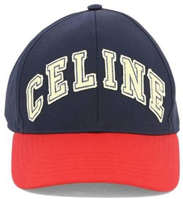 CELINE Cotton Baseball Cap Blue/Red with Front Lettering for Men. 2AK04969P07VR Order CELINE Cotton Baseball Cap Blue/Red with Front Lettering for Men. 2AK04969P07VR