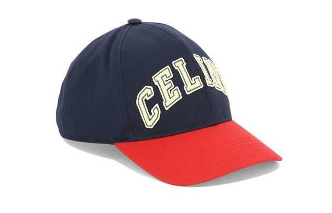 Shop CELINE Cotton Baseball Cap Blue/Red with Front Lettering for Men. 2AK04969P07VR