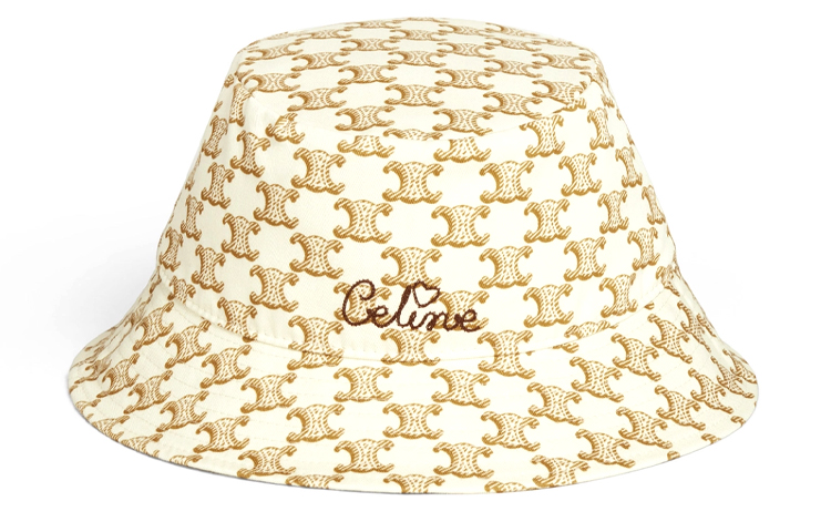 CELINE Cotton Bucket Hat Off-White/Tan Brown 2AU8B386O-01DR
