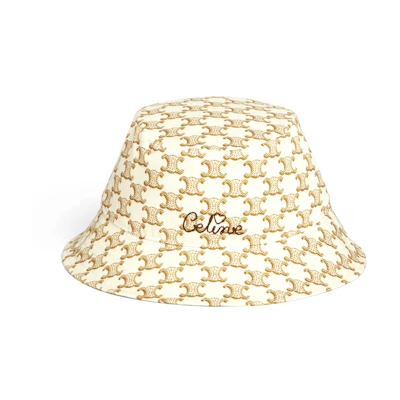 CELINE Cotton Bucket Hat Off-White/Tan Brown 2AU8B386O-01DR