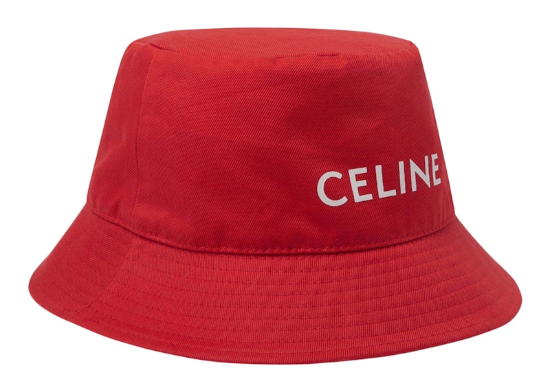 Celine Cotton Bucket Hat Red