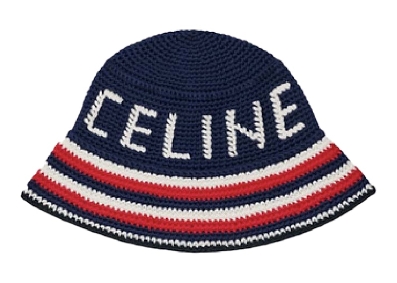Celine Crochet Cotton Bucket Hat Navy