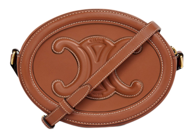 Lookbook 思琳Triomphe刺绣小牛皮椭圆斜挎包 棕色