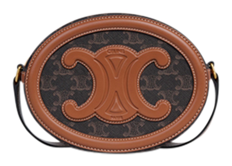 Celine Crossbody Oval Cuir Purse Triomphe Tan