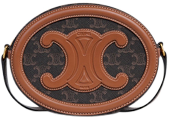 赛琳凯旋标志椭圆纯革单肩包 棕色 Buy 赛琳凯旋标志椭圆纯革单肩包 棕色