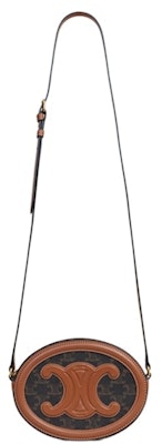 赛琳凯旋标志椭圆纯革单肩包 棕色 Order 赛琳凯旋标志椭圆纯革单肩包 棕色