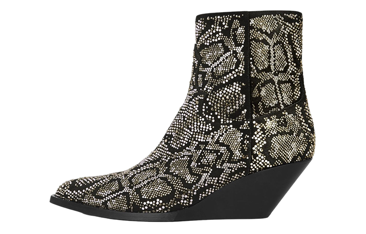 CELINE Crystal Suede Calfskin Ankle Boots 'Black'