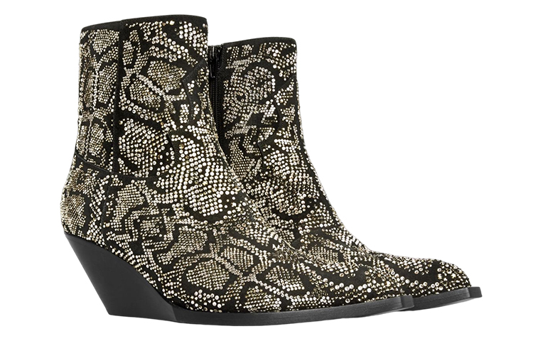 CELINE Crystal Suede Calfskin Ankle Boots 'Black' 圖 2