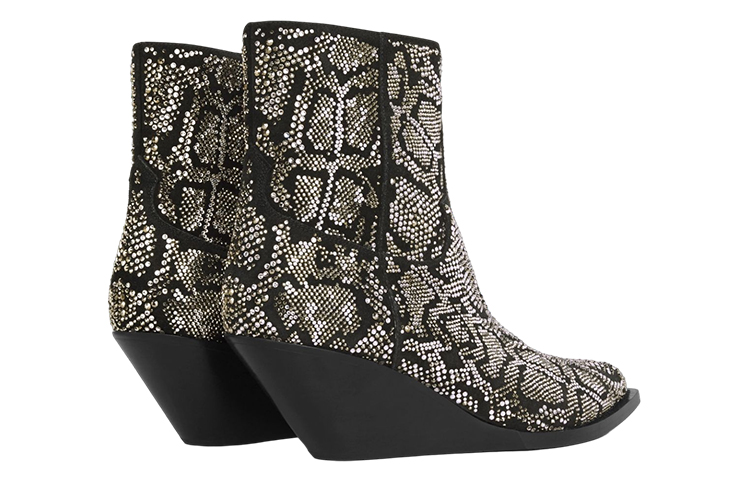 CELINE Crystal Suede Calfskin Ankle Boots 'Black' 圖 3
