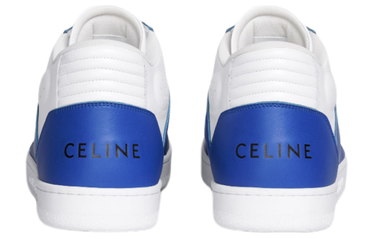 Shop CELINE CT-02牛皮革中幫運動鞋 白藍色