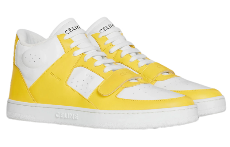 Order CELINE CT-02 刮痕裝飾 皮革中筒運動時尚休閒鞋 白黃