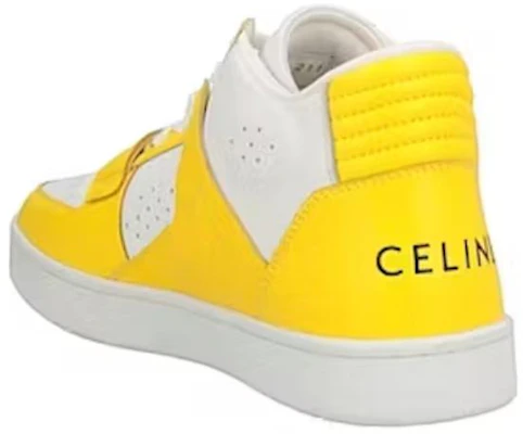 CELINE CT-02 刮痕裝飾 皮革中筒運動時尚休閒鞋 白黃 Lookbook CELINE CT-02 刮痕裝飾 皮革中筒運動時尚休閒鞋 白黃