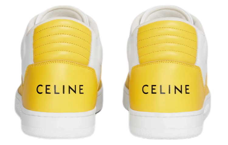 Purchase CELINE CT-02 刮痕裝飾 皮革中筒運動時尚休閒鞋 白黃
