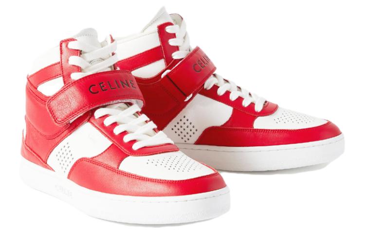 Shop CELINE CT-03 做舊飾面高幫運動鞋 紅色