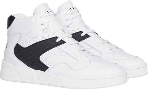 CELINE賽琳 牛皮 綁帶高幫 時尚板鞋 男款 白黑 Lookbook CELINE賽琳 牛皮 綁帶高幫 時尚板鞋 男款 白黑