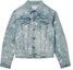 Buy CELINE Distressed Paint-Splatter Denim Jacket Blue Long-Sleeve 2Q297975O-08PA