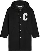 CELINE Double-Sided Wool Coat with Letter Patch Hoodie Black 2V73S553R.27NG CELINE Double-Sided Wool Coat with Letter Patch Hoodie Black 2V73S553R.27NG