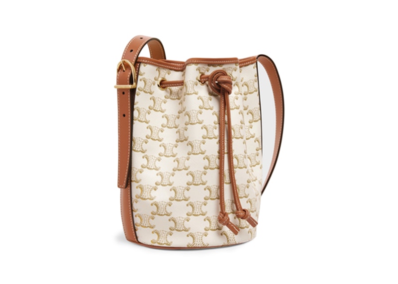 Celine Drawstring Bag Small Triomphe White