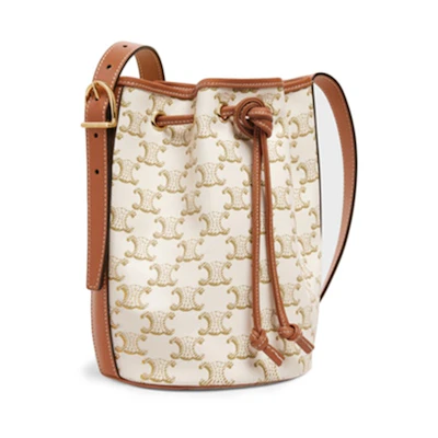 Celine Drawstring Bag Small Triomphe White
