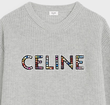 CELINE Dysfunctional Bauhaus SS23 Logo Embellished Sweater Light Grey. 2AG77445U-08GC Cheap CELINE Dysfunctional Bauhaus SS23 Logo Embellished Sweater Light Grey. 2AG77445U-08GC