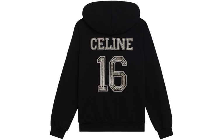 Celine Embroidered '16' Hoodie Jacket Unisex Black 2Y183450I-38AW