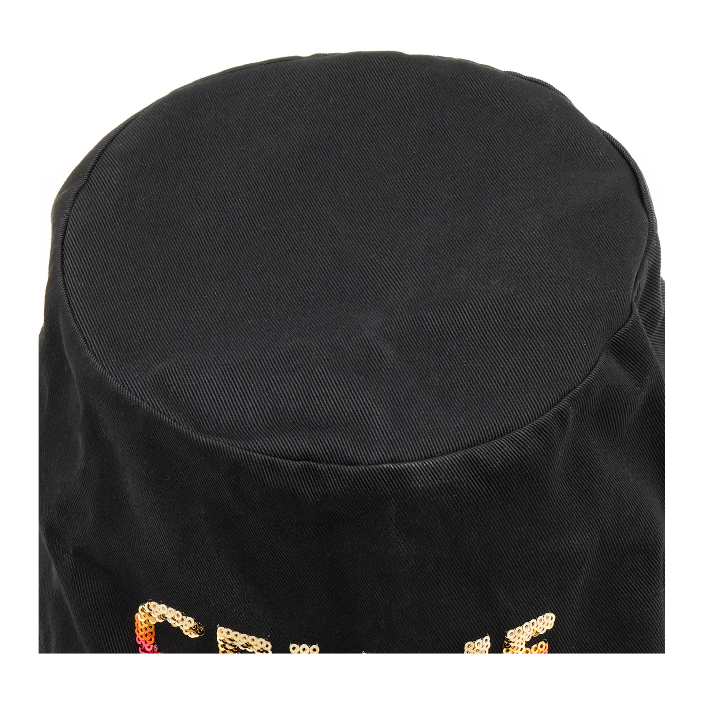 Sizing CELINE Embroidered Cotton Gabardine Fisherman Hat Black (). 2AUO1968P-38NO