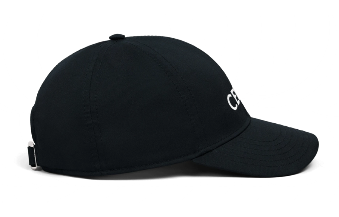 Shop Gorra de Béisbol Negra Unisex CELINE Logo Bordado de Letra de Algodón. 2AUS9242N-38NO