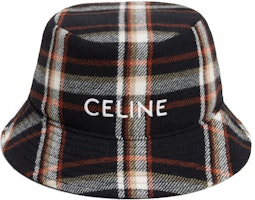 Order Celine Embroidered Letter Plaid Wool Bucket Hat Brown. 2AU5B231L-14ML